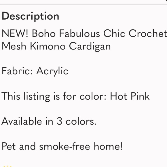 Vibrant Pink Open Knit Cardigan Layering Light Sweater NEW - Mesh Kimono Crochet - Picture 5 of 7